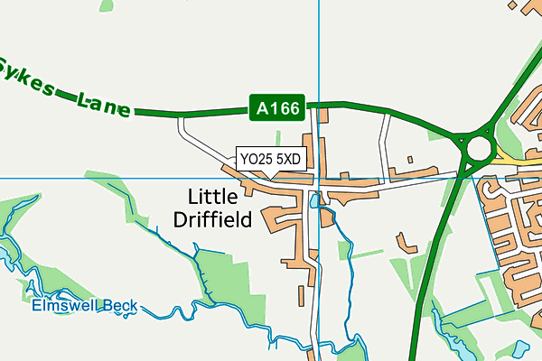 Little Driffield Football Pitch map (YO25 5XD) - OS VectorMap District (Ordnance Survey)