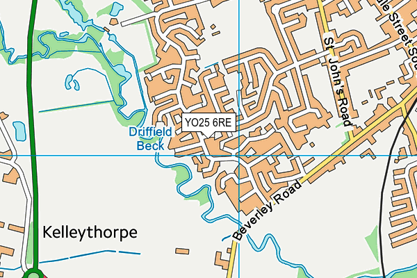 YO25 6RE map - OS VectorMap District (Ordnance Survey)