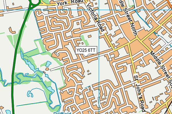 Driffield Town Cricket And Recreation Club map (YO25 6TT) - OS VectorMap District (Ordnance Survey)