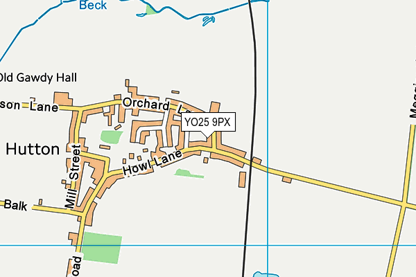 YO25 9PX map - OS VectorMap District (Ordnance Survey)