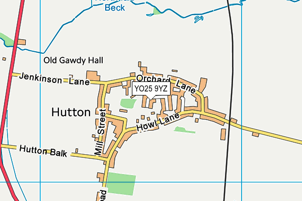 YO25 9YZ map - OS VectorMap District (Ordnance Survey)