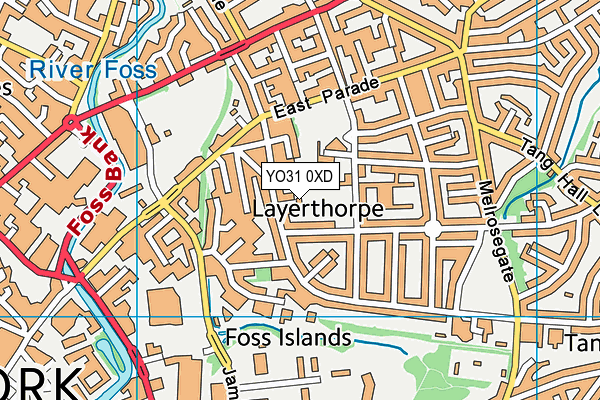 YO31 0XD map - OS VectorMap District (Ordnance Survey)