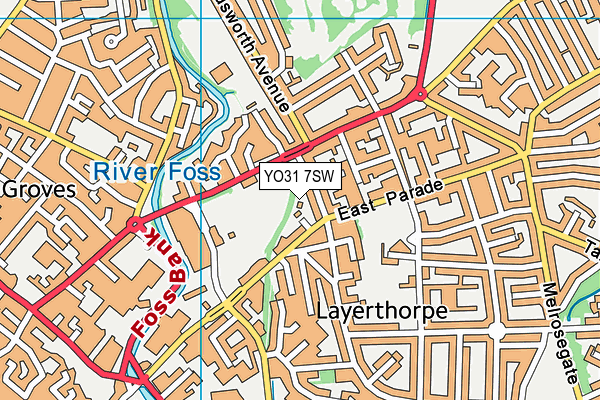 YO31 7SW map - OS VectorMap District (Ordnance Survey)