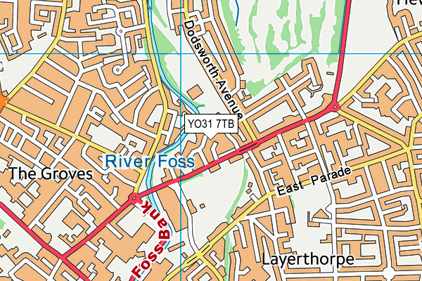 YO31 7TB map - OS VectorMap District (Ordnance Survey)