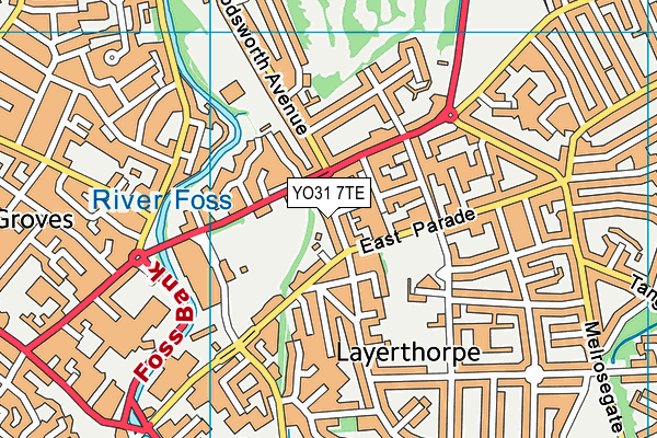 YO31 7TE map - OS VectorMap District (Ordnance Survey)