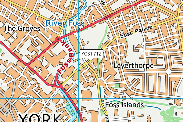 YO31 7TZ map - OS VectorMap District (Ordnance Survey)