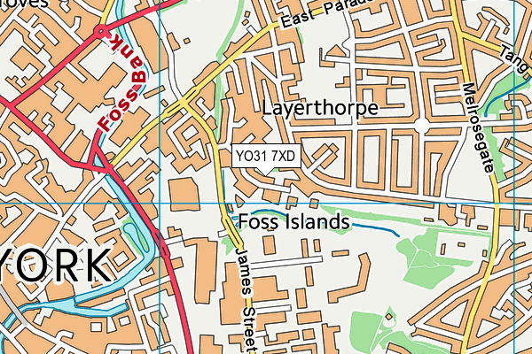 YO31 7XD map - OS VectorMap District (Ordnance Survey)