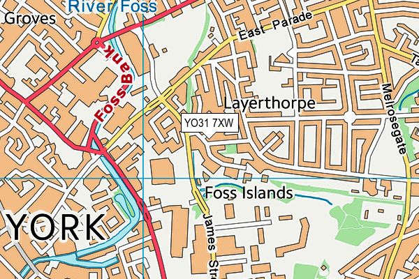 YO31 7XW map - OS VectorMap District (Ordnance Survey)