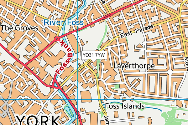 Ultraflex York map (YO31 7YW) - OS VectorMap District (Ordnance Survey)