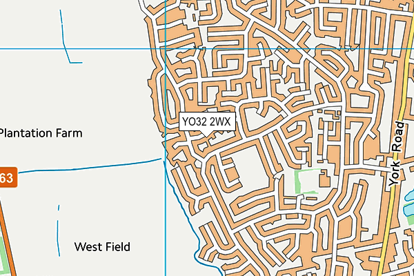 YO32 2WX map - OS VectorMap District (Ordnance Survey)