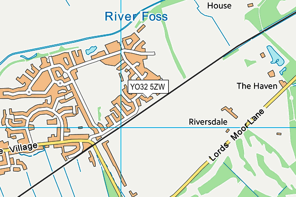 YO32 5ZW map - OS VectorMap District (Ordnance Survey)