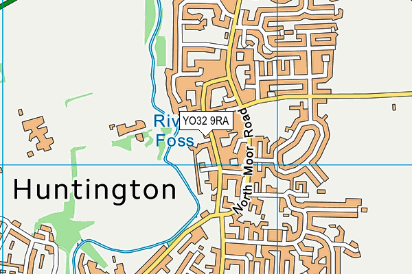 YO32 9RA map - OS VectorMap District (Ordnance Survey)