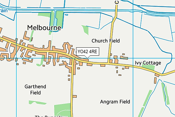 Melbourne Playing Field map (YO42 4RE) - OS VectorMap District (Ordnance Survey)