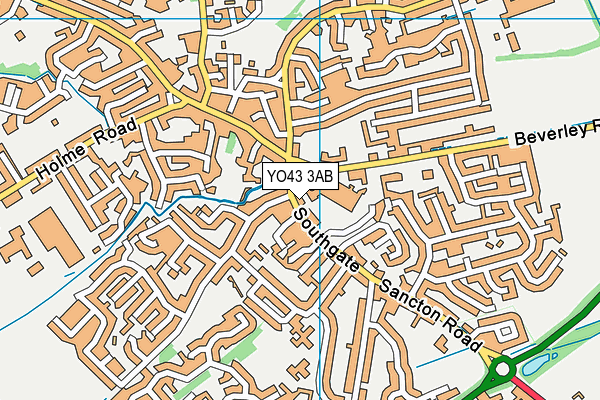 YO43 3AB map - OS VectorMap District (Ordnance Survey)