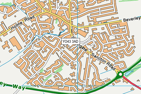 YO43 3AD map - OS VectorMap District (Ordnance Survey)