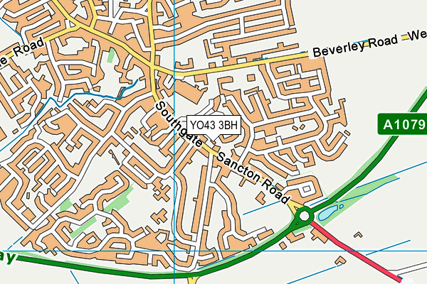 YO43 3BH map - OS VectorMap District (Ordnance Survey)