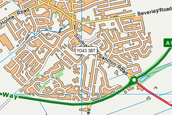 YO43 3BT map - OS VectorMap District (Ordnance Survey)