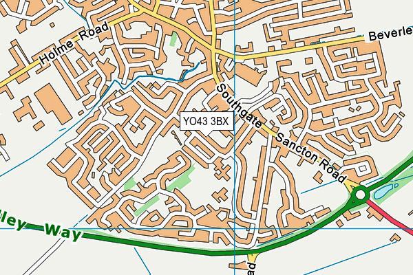 YO43 3BX map - OS VectorMap District (Ordnance Survey)