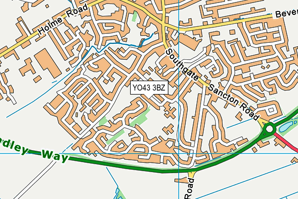 YO43 3BZ map - OS VectorMap District (Ordnance Survey)