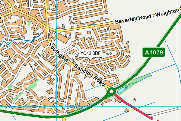 YO43 3DF map - OS VectorMap District (Ordnance Survey)
