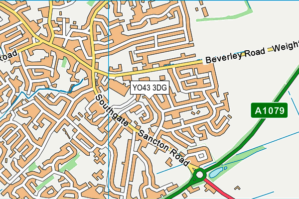 YO43 3DG map - OS VectorMap District (Ordnance Survey)