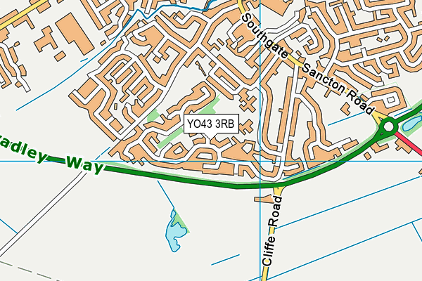YO43 3RB map - OS VectorMap District (Ordnance Survey)