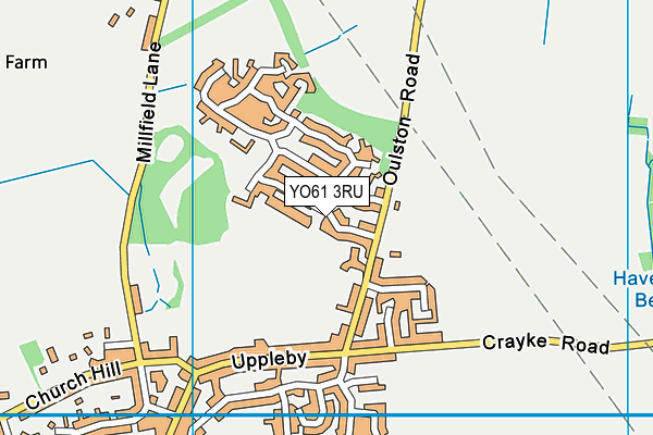YO61 3RU map - OS VectorMap District (Ordnance Survey)