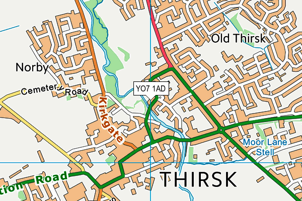 YO7 1AD map - OS VectorMap District (Ordnance Survey)