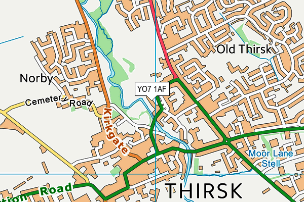 YO7 1AF map - OS VectorMap District (Ordnance Survey)