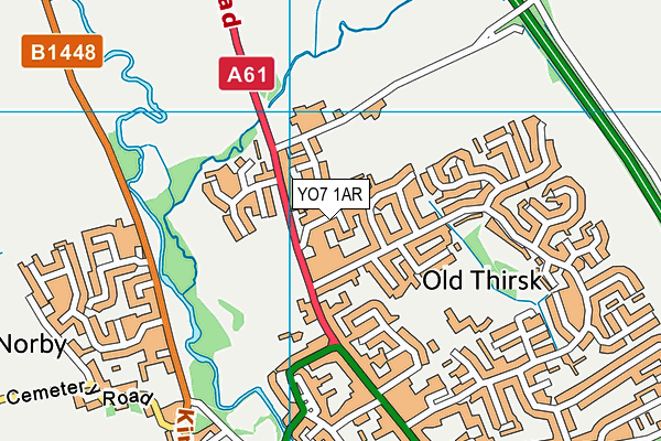 YO7 1AR map - OS VectorMap District (Ordnance Survey)
