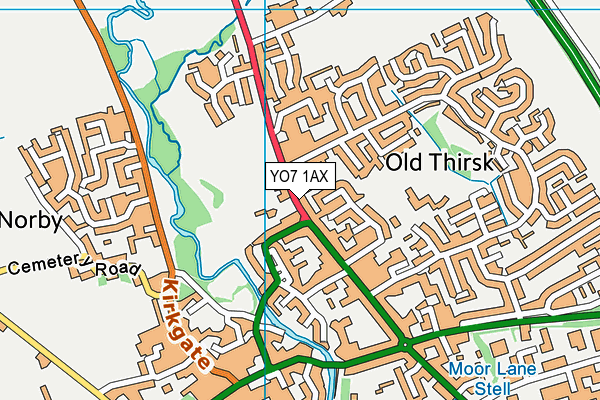 YO7 1AX map - OS VectorMap District (Ordnance Survey)