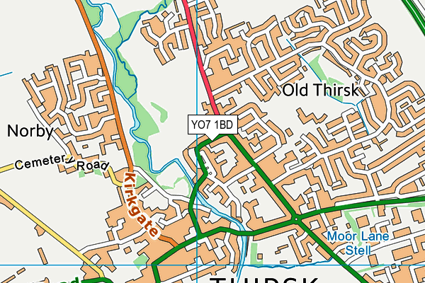 YO7 1BD map - OS VectorMap District (Ordnance Survey)
