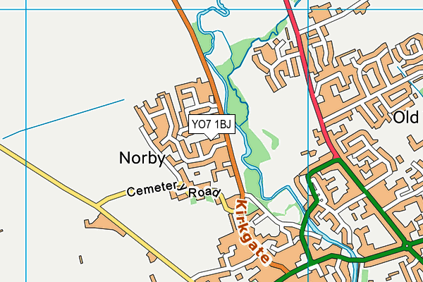YO7 1BJ map - OS VectorMap District (Ordnance Survey)