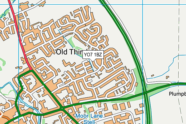 YO7 1BZ map - OS VectorMap District (Ordnance Survey)