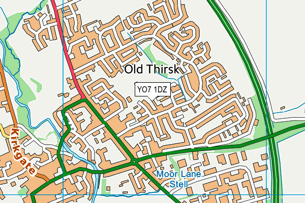 YO7 1DZ map - OS VectorMap District (Ordnance Survey)