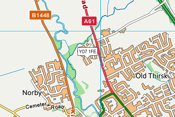YO7 1FE map - OS VectorMap District (Ordnance Survey)