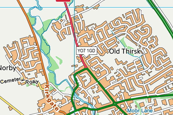 YO7 1GD map - OS VectorMap District (Ordnance Survey)