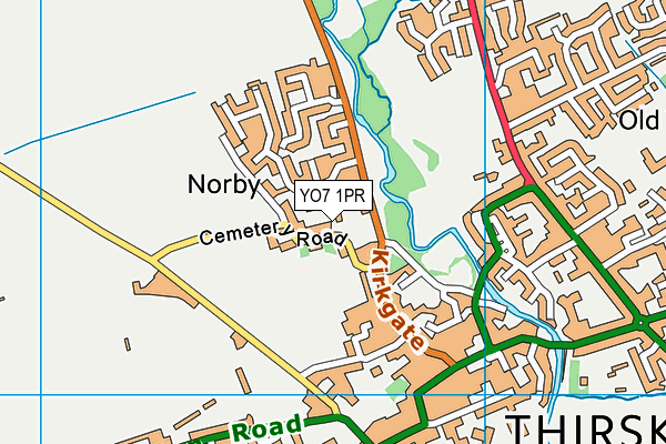 YO7 1PR map - OS VectorMap District (Ordnance Survey)