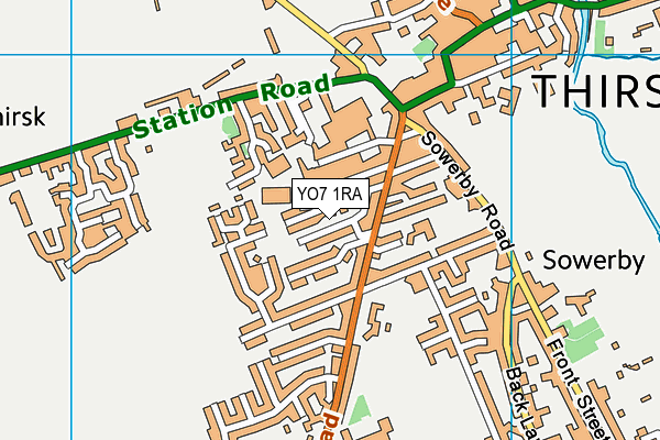 YO7 1RA map - OS VectorMap District (Ordnance Survey)