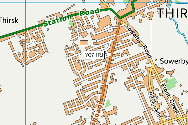 YO7 1RJ map - OS VectorMap District (Ordnance Survey)