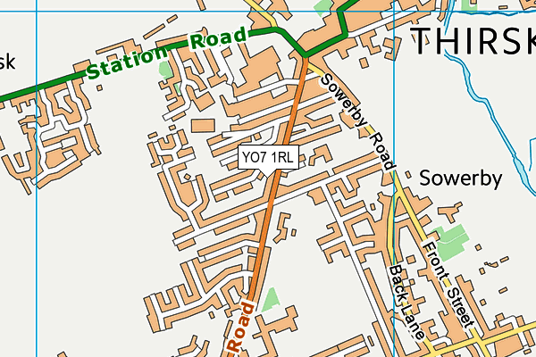 YO7 1RL map - OS VectorMap District (Ordnance Survey)