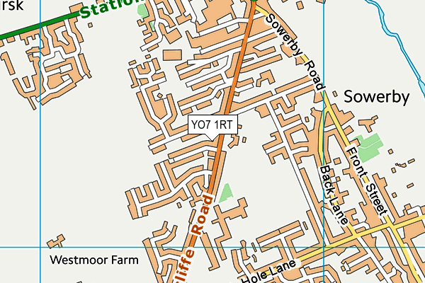YO7 1RT map - OS VectorMap District (Ordnance Survey)