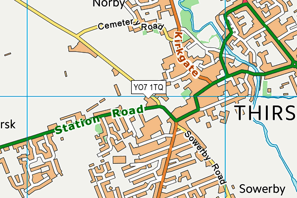 YO7 1TQ map - OS VectorMap District (Ordnance Survey)