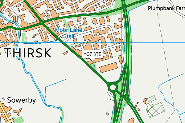 YO7 3TE map - OS VectorMap District (Ordnance Survey)