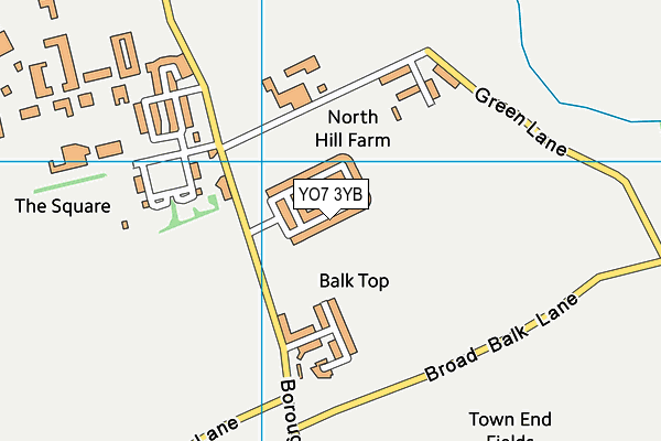 YO7 3YB map - OS VectorMap District (Ordnance Survey)