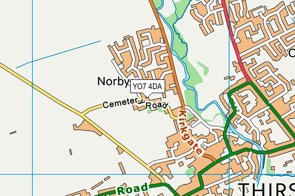 YO7 4DA map - OS VectorMap District (Ordnance Survey)