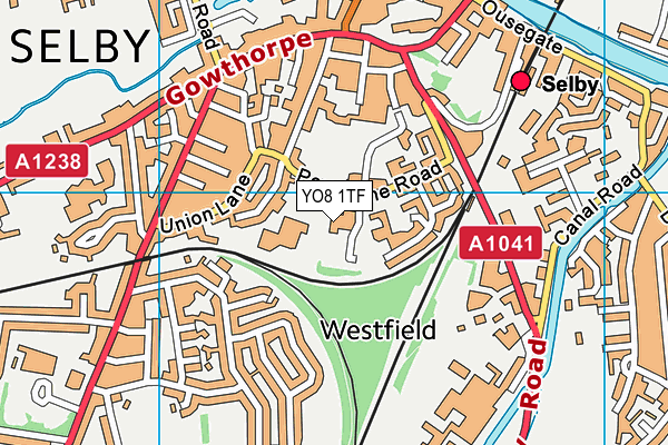 YO8 1TF map - OS VectorMap District (Ordnance Survey)