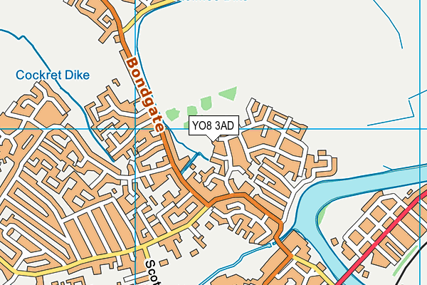 YO8 3AD map - OS VectorMap District (Ordnance Survey)