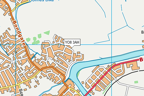 YO8 3AH map - OS VectorMap District (Ordnance Survey)