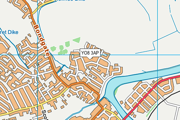 YO8 3AP map - OS VectorMap District (Ordnance Survey)